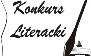 Grafika przedstawia kałamarz z piórem oraz napis "Konkur Literacki".